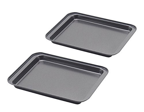 SSCC Little Small Baking Sheets Nonstick Set of 2 95inch X 71inch 8 Inch Nonstick Baking Toaster Oven Tray Cookie Sheets 1 or 2 Person Household