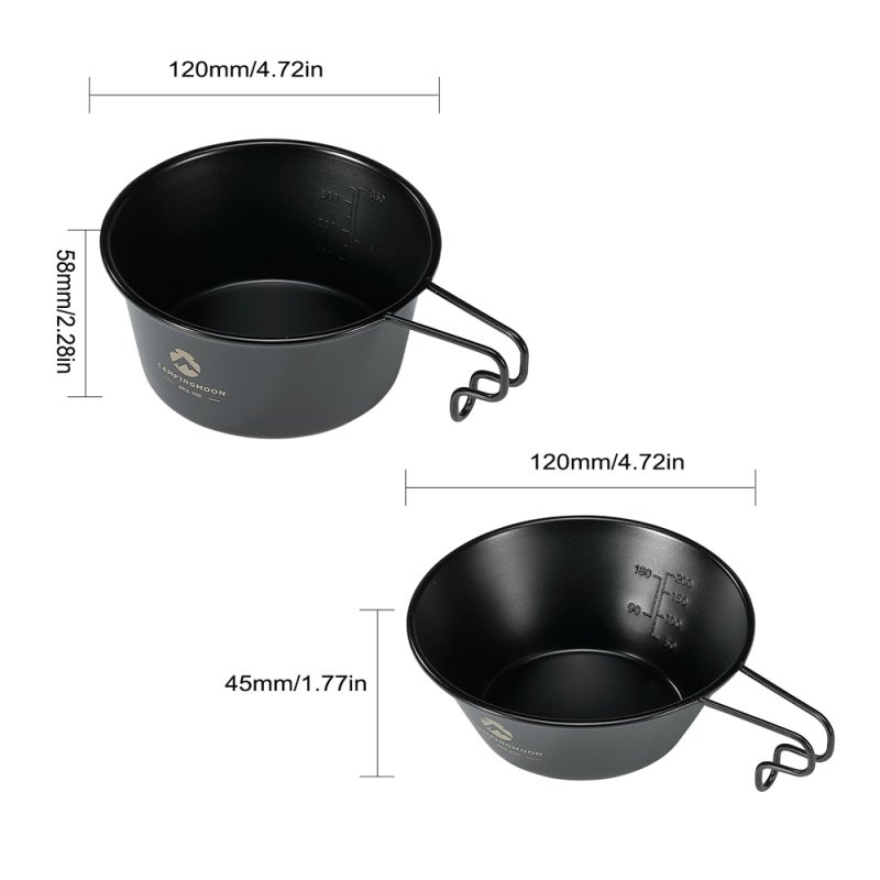 Campingmoon 2pcs Outdoor Stainless Steel 310ml 450ml Sierra Bowls Set Picnic Tableware Portable Barbecue Hiking Camping Bowl Picnic Cookware - Image 2