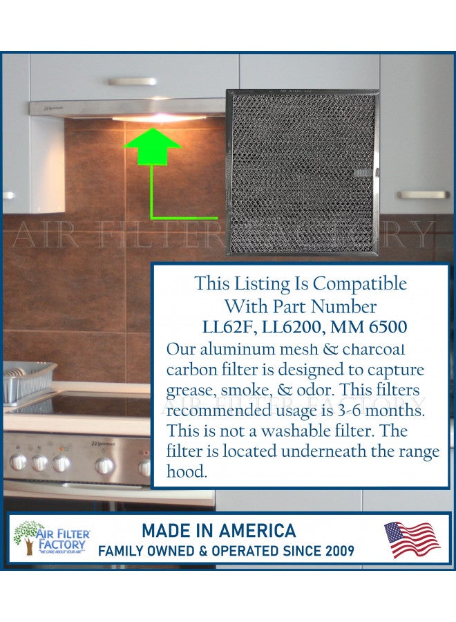 Air Filter Factory فلتر هواء مصنع LL62F، LL6200، MM 6500 متوافق مع فلتر غطاء المطبخ من بروان نوتون المصنوع من الألمنيوم والشبكة الكربونية - Image 2