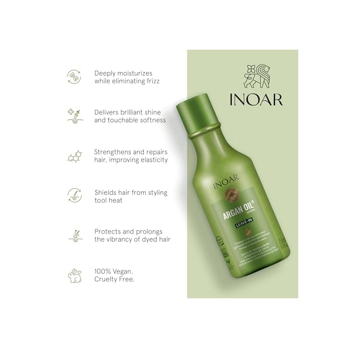 INOAR Argan Oil Leave-In Treatment for Conditioning Protection & Shine, 250ml - Image 3