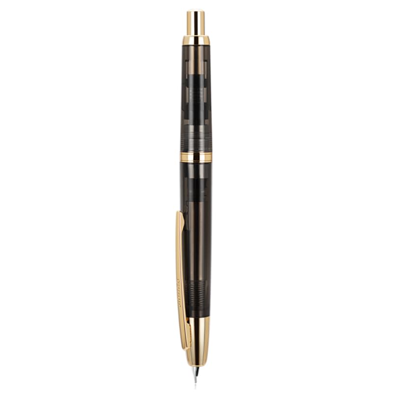 Wikult Jinhao 20 Press Fountain Pen, Transparent Black Retractable Fine Nib with Ink Converter Set (Golden Clip) - Image 3