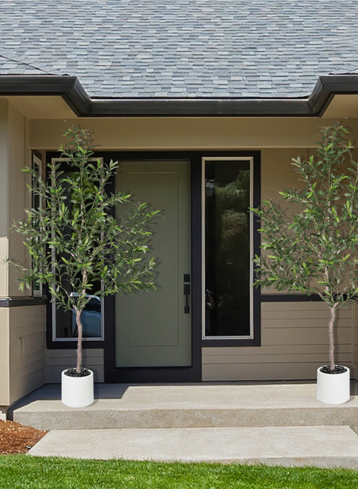 MirageBotanics Artificial Olive Trees Indoor Faux Olive Tree With Planter Pot 130cm - White