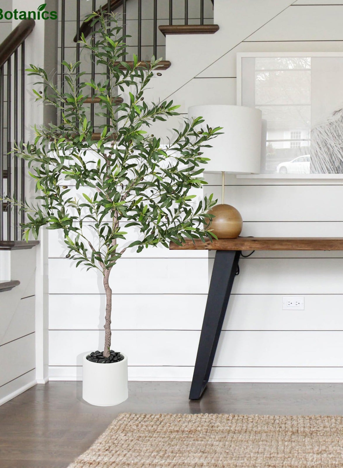 MirageBotanics Artificial Olive Trees Indoor Faux Olive Tree With Planter Pot 130cm - White