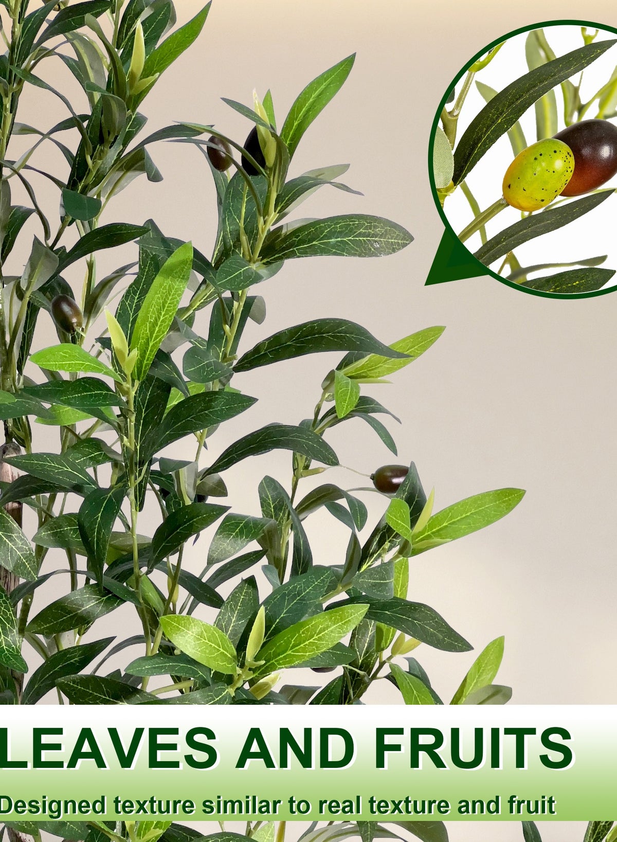 MirageBotanics Artificial Olive Trees Indoor Faux Olive Tree With Planter Pot 130cm - White