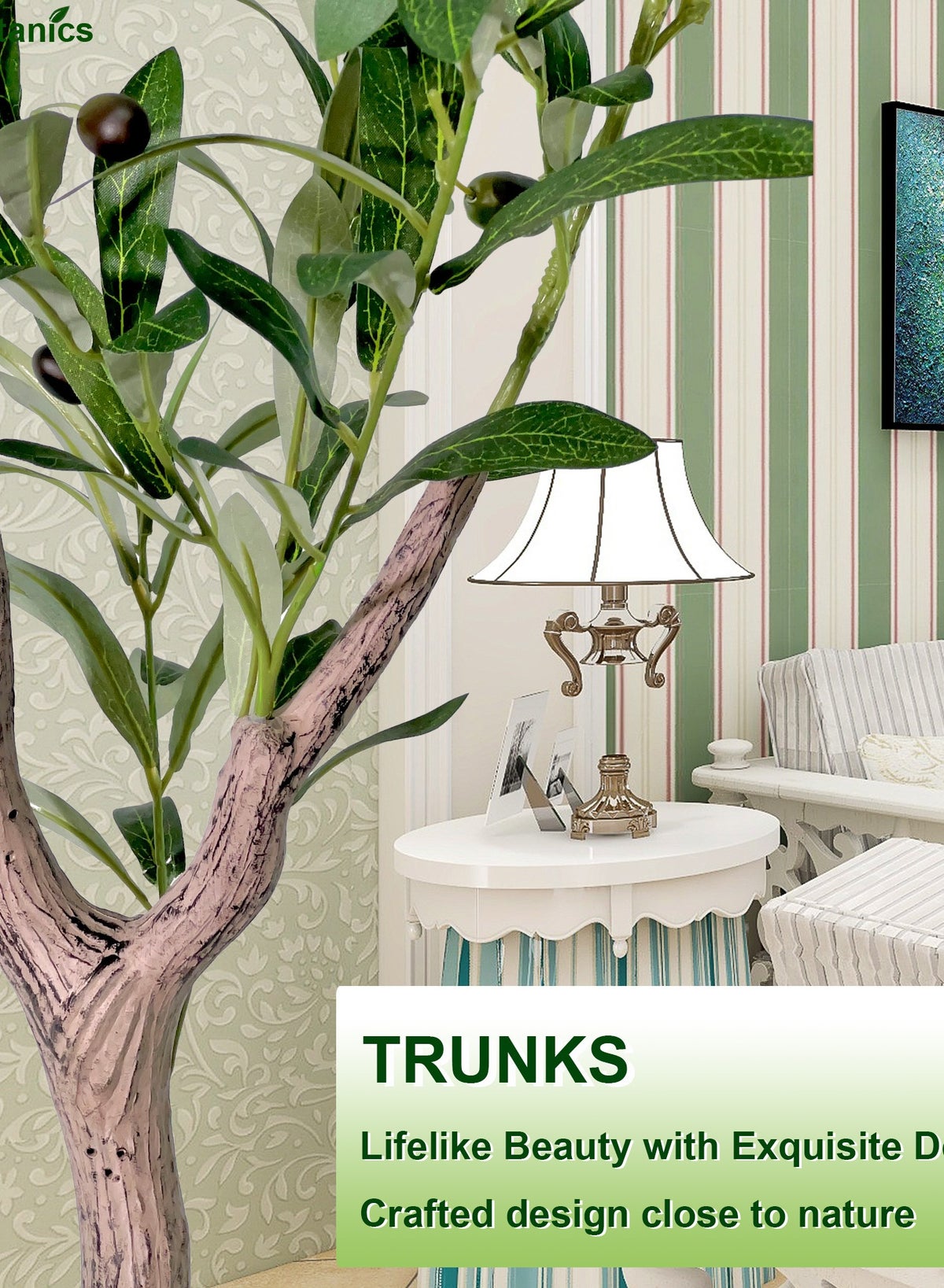 MirageBotanics Artificial Olive Trees Indoor Faux Olive Tree With Planter Pot 130cm - White