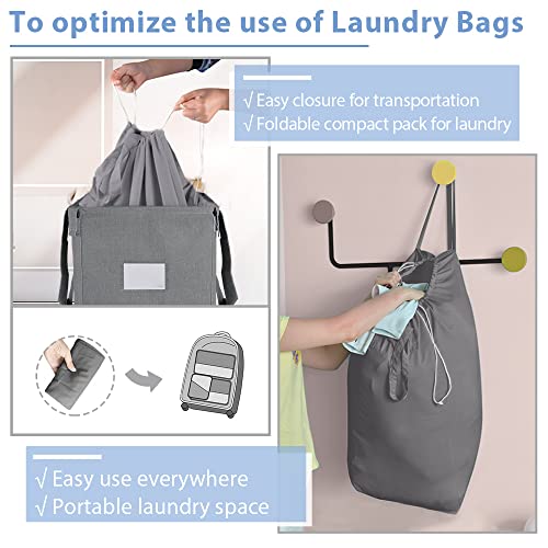 MCleanPin 210L Laundry Hamper Collapsible with 2 Washable Laundry Bags, Dirty Clothes Hamper,Laundry Basket with Handles Foldable Hamper Dorm Laundry Basket for College,Grey - Image 4