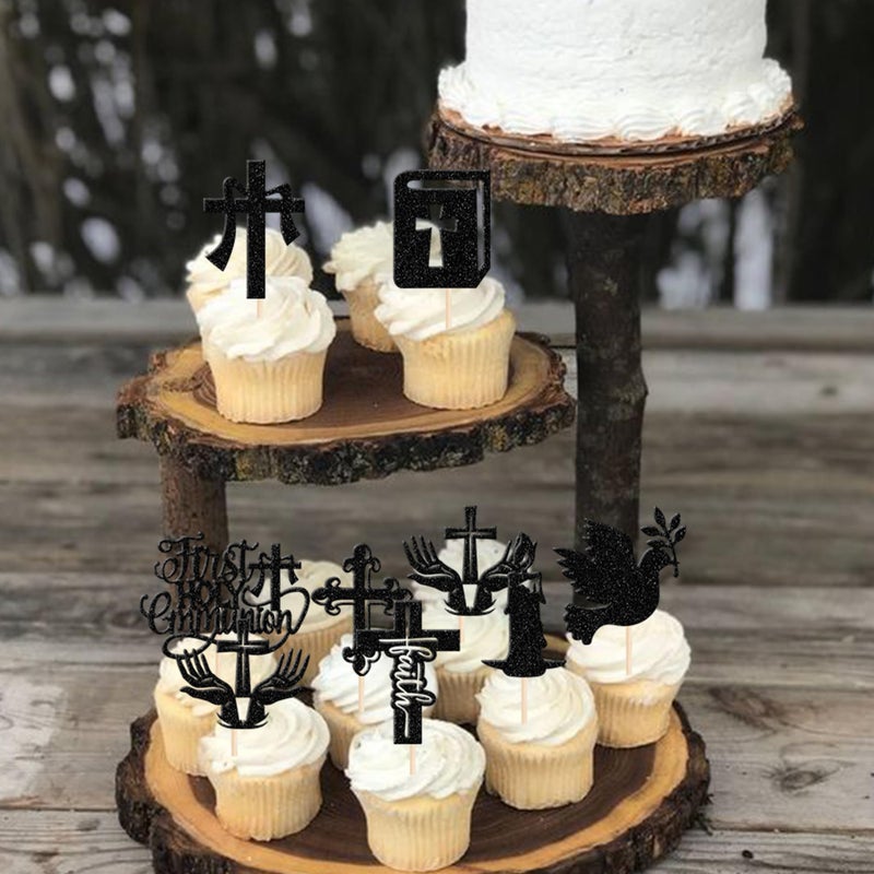 RSSTARXI 24 Pack First Holy Compleion Cupcake Topcake Dove God Gost Cross Custic Cupcake يختار الزخارف للتواصل الأول للاستحمام الطفل المعمودية. - Image 5
