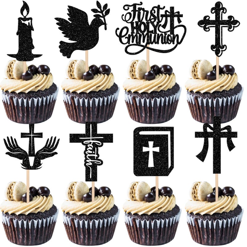 RSSTARXI 24 Pack First Holy Compleion Cupcake Topcake Dove God Gost Cross Custic Cupcake يختار الزخارف للتواصل الأول للاستحمام الطفل المعمودية. - Image 1