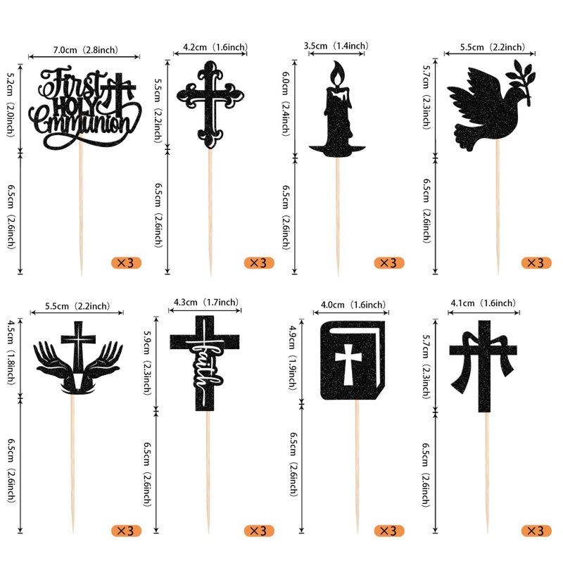 RSSTARXI 24 Pack First Holy Compleion Cupcake Topcake Dove God Gost Cross Custic Cupcake يختار الزخارف للتواصل الأول للاستحمام الطفل المعمودية. - Image 2
