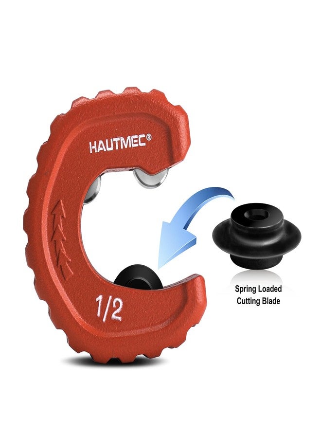 HAUTMEC قاطع أنابيب نحاسية أوتوماتيكي من HAUTMEC Pro مقاس 1/2 بوصة - أقصى سعة اسمية للأنابيب مقاس 1/2 بوصة (القطر الخارجي 5/8 بوصة)، لأنابيب النحاس والألومنيوم والنحاس الأصفر والأنابيب ذات الجدران الرقيقة، HT0215-PL - Image 3