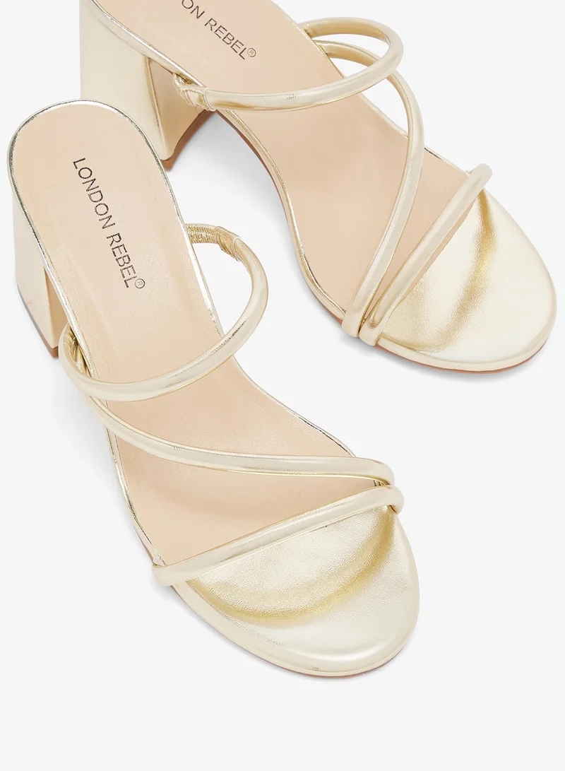 London Rebel GOLD PU Charlotte Multi Strap High-Heel Sandals for Women | Best Price UAE