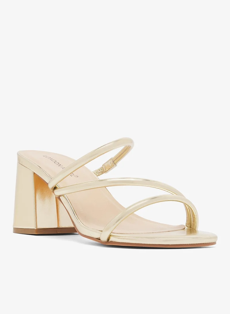 London Rebel GOLD PU Charlotte Multi Strap High-Heel Sandals for Women | Best Price UAE