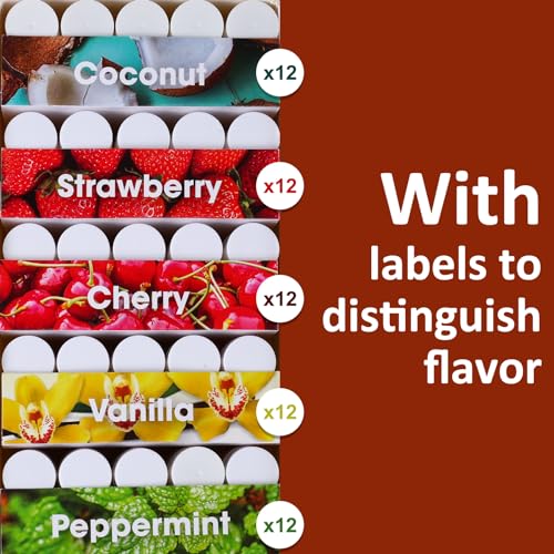 VISRIE 60 Pack Lip Balm Unlabeled, Natural Lip Balm Bulk Blank Tube, Personalized Lip Balms for Party Favors Adults and Bridal Shower Favors or Baby Shower Gifts-5 Flavors - Image 3
