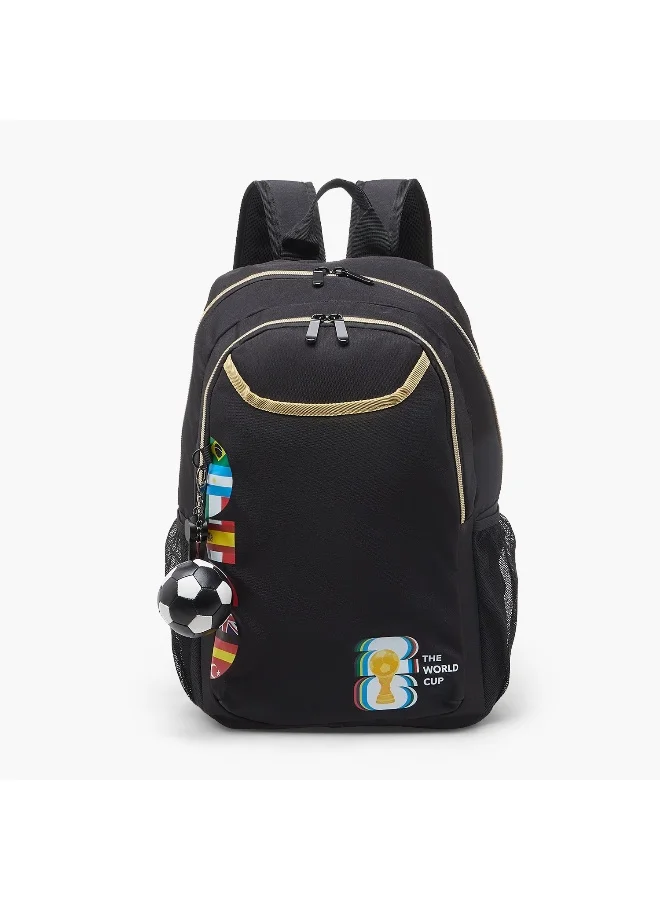 Unique 18 Inch-Backpack-World Cup-2 Cmprts-Multi Black (Polyester) Muticolour \ 33X14X46