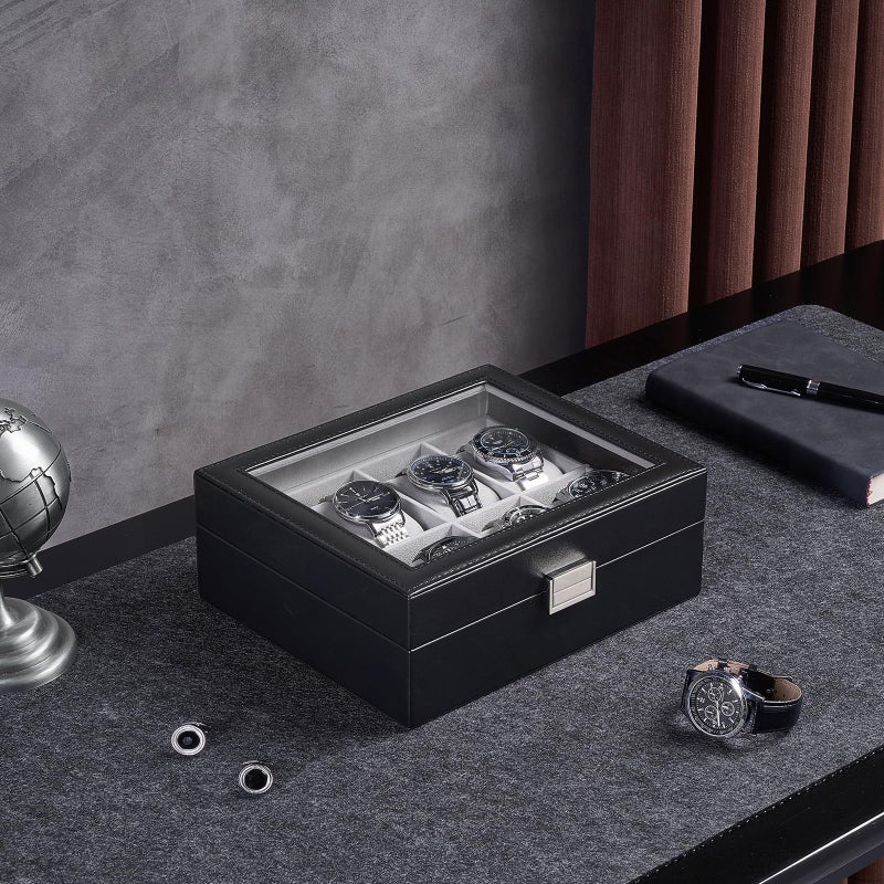 ProCase Watch Box, 8 Slot Mens Watch Case, Watch Storage Holder Organizer, Watch Display Case with Glass Lid, Anniversary Birthday Valentine Gifts for Men Women -8 Slot, Black - Image 3
