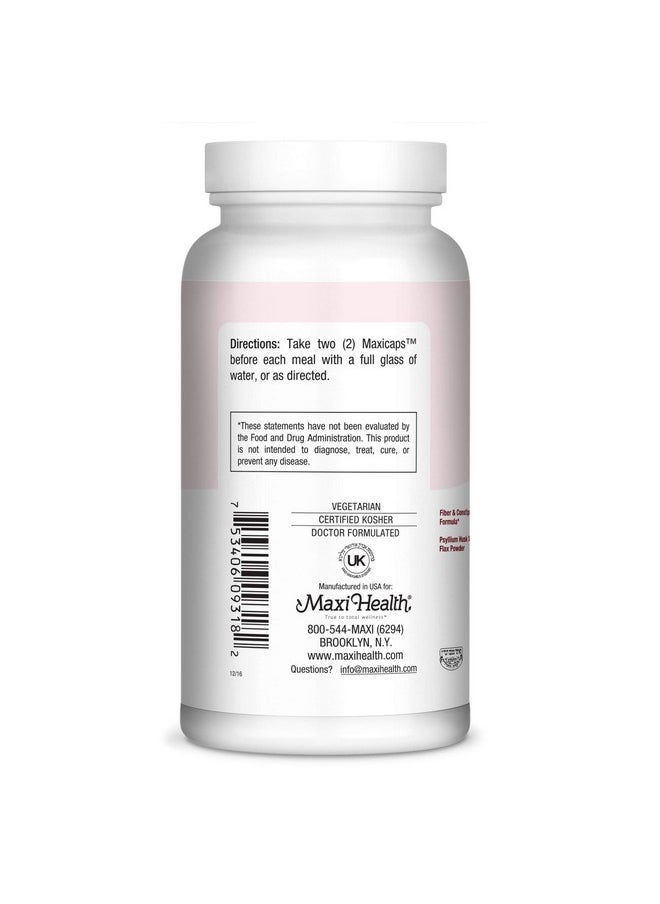 Maxi Health - Fibermax Supreme Psyllium Husk  Flax Bran Constipation Help 180 Capsules Kosher - Image 1