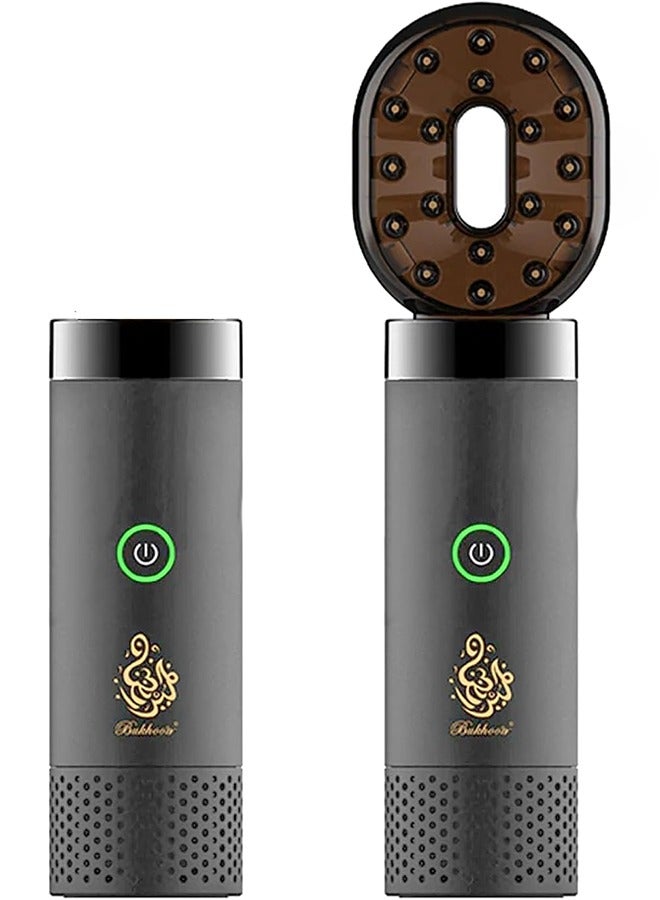 Bukhoon Electric Hair Incense Burner V2 with a hair comb head and a head for car and home use, in gray color. - Image 1