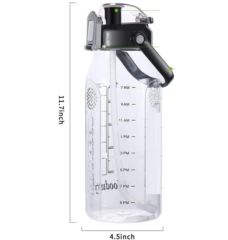 Grofilo 2 liter Sports Water Bottle With Straw And ML Marking BPA Free And 100 Leaproof Ideal for Camping Gym and TravellingMulti Color - Image 2