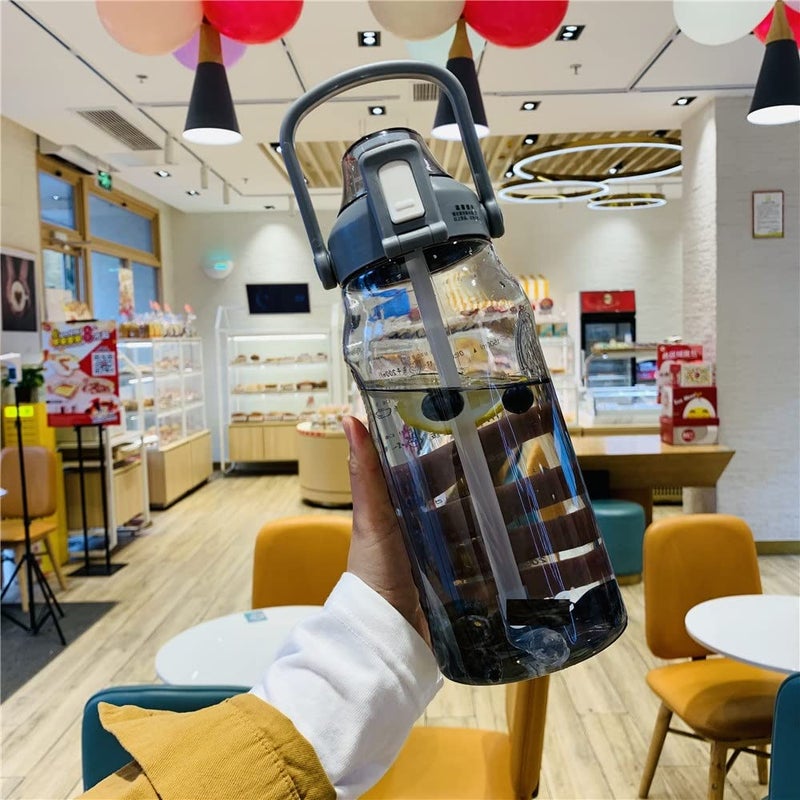 Grofilo 2 liter Sports Water Bottle With Straw And ML Marking BPA Free And 100 Leaproof Ideal for Camping Gym and TravellingMulti Color - Image 1