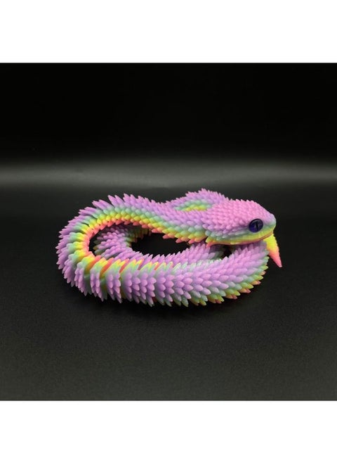 3D Printing Luminous Snake Joint Movable Simulation Animal Model Will Glow Small White Snake Children Toy Snake Ornaments-Colour:Luminous Rainbow-Size:45CM
