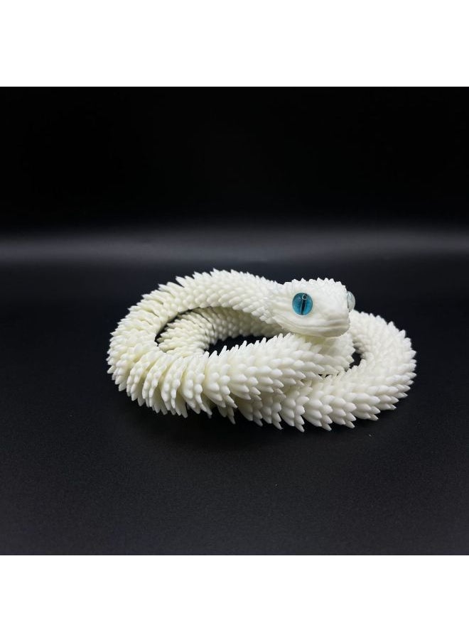 null - 3D Printing Luminous Snake Joint Movable Simulation Animal Model Will Glow Small White Snake Children Toy Snake Ornaments-Colour:Luminous Rainbow-Size:45CM - Image 1