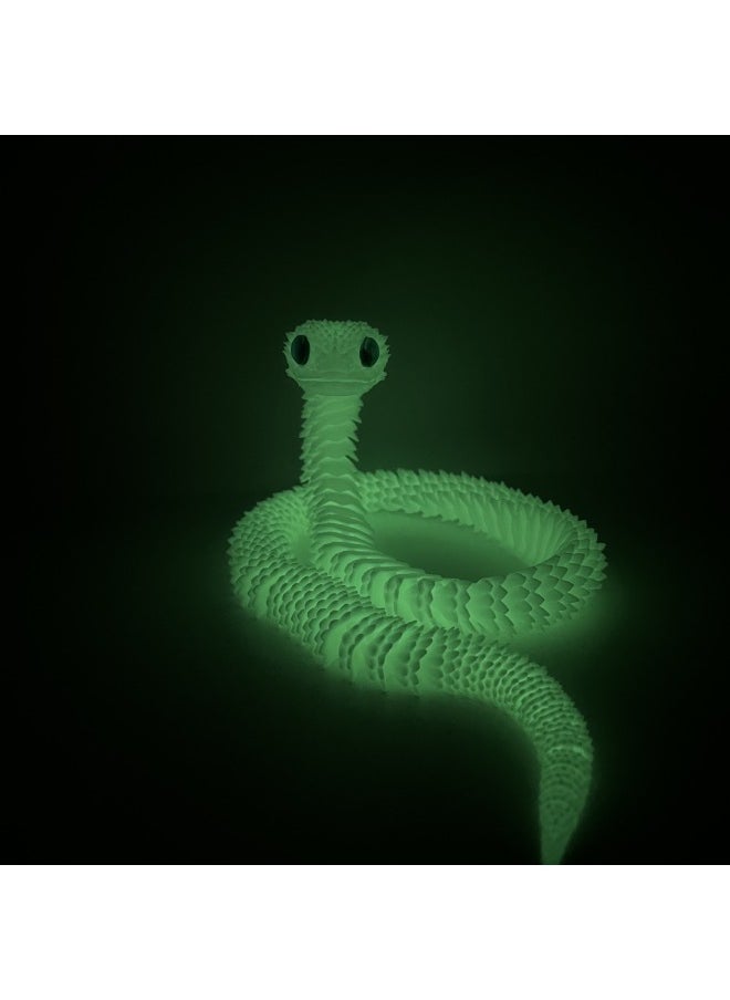 null - 3D Printing Luminous Snake Joint Movable Simulation Animal Model Will Glow Small White Snake Children Toy Snake Ornaments-Colour:Luminous Rainbow-Size:45CM - Image 1