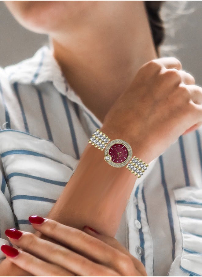 MARTINI - Embellished Circle Red Dial Analog Watch - Image 1
