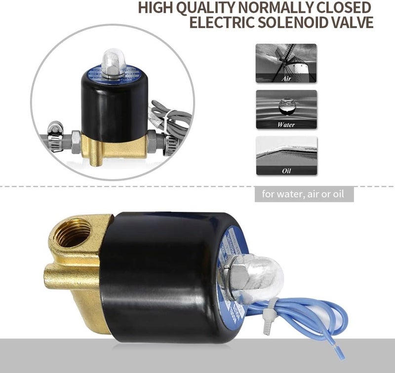 MDEOOSKY صمام كهربائي ميديوسكي DC12V 1/4" للتحكم في الماء والهواء والغاز والديزل - صمام هواء كهربائي ثنائي الاتجاه مغلق عادة - Image 3