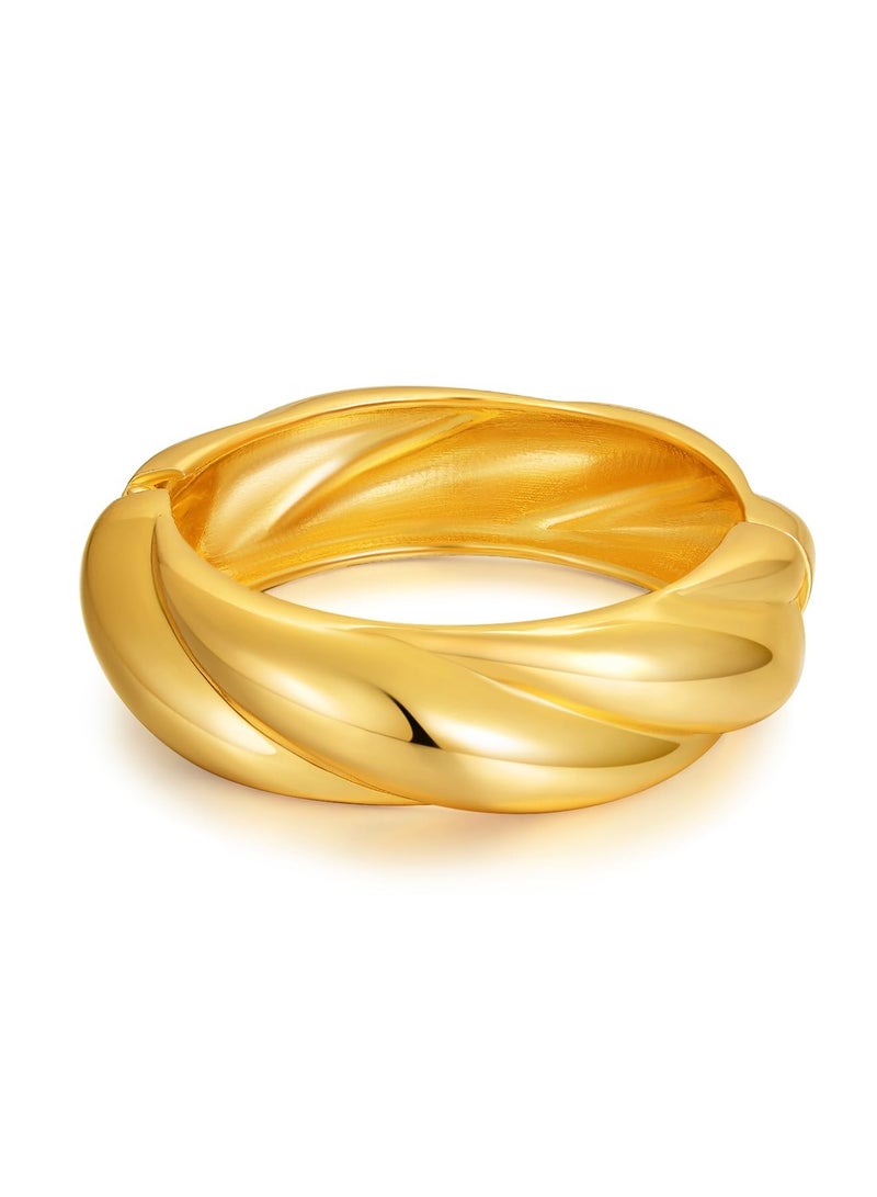 سيوسي SYOSI الذهب مكتنزة الإسورة أساور للنساء سميكة واسعة الذهب الكفة سوار بيان مجوهرات مبالغ فيها - Image 1