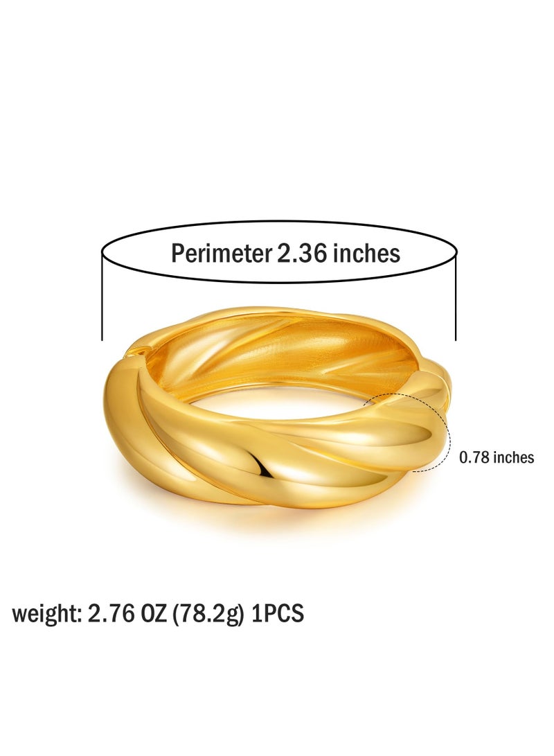 سيوسي SYOSI الذهب مكتنزة الإسورة أساور للنساء سميكة واسعة الذهب الكفة سوار بيان مجوهرات مبالغ فيها - Image 2