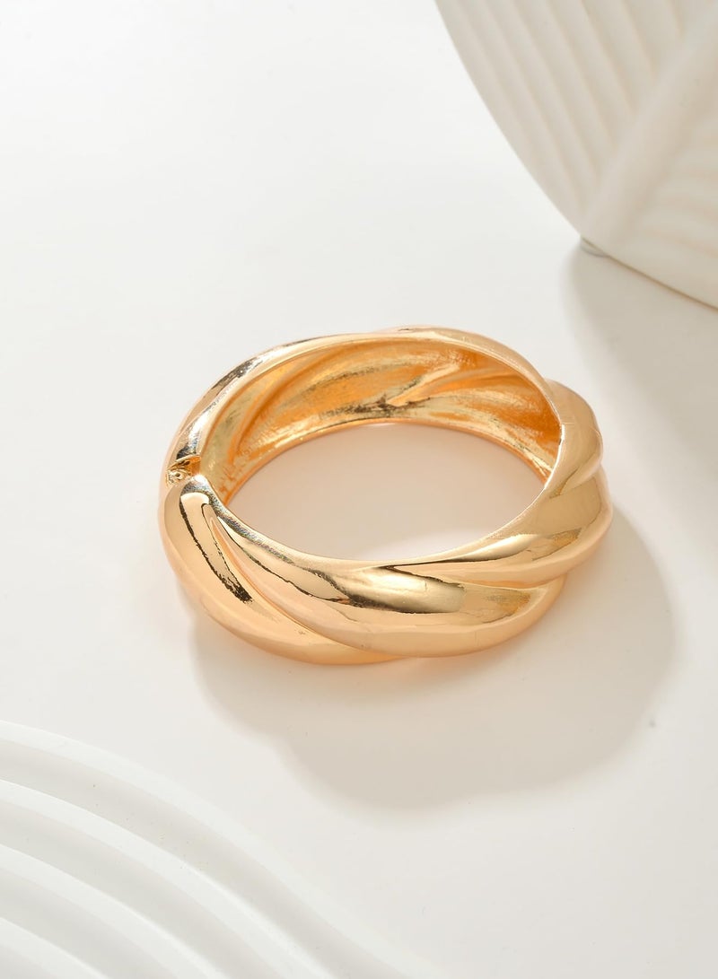 سيوسي SYOSI الذهب مكتنزة الإسورة أساور للنساء سميكة واسعة الذهب الكفة سوار بيان مجوهرات مبالغ فيها - Image 3