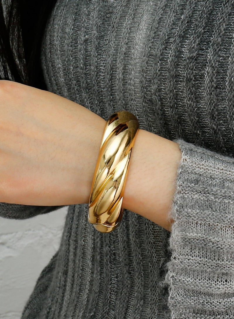 سيوسي SYOSI الذهب مكتنزة الإسورة أساور للنساء سميكة واسعة الذهب الكفة سوار بيان مجوهرات مبالغ فيها - Image 5