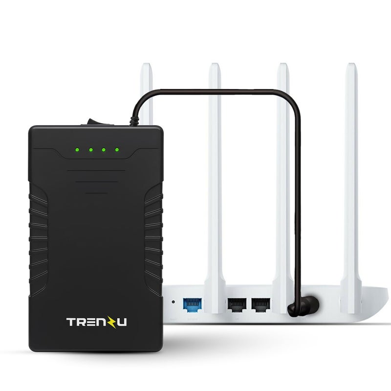 trenzu جهاز UPS راوتر واي فاي 12 فولت | احتياطي طاقة واي فاي لمدة تصل إلى 6 ساعات | UPS صغير لجيو فايبر، أيرتل إكستريم، كاميرات CCTV | يدعم 2A، 2.5A، 3A | بطارية 6600 مللي أمبير من الدرجة A+ | عاكس واي فاي للمنزل | ضمان لمدة سنة - Image 1
