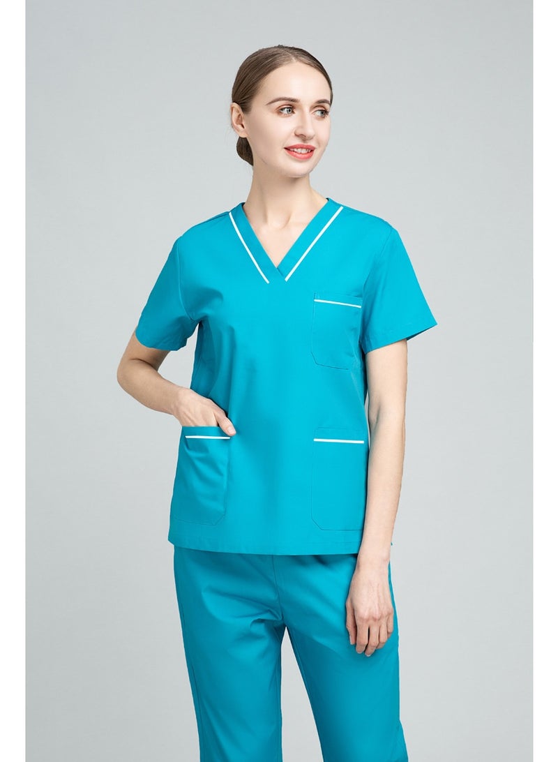 NIBEMINENT Nurse Uniform Women's Summer Thin Short Sleeve Polyester Cotton Hand Washing Clothes Operating Room Dentist Doctor Workwear - Image 2
