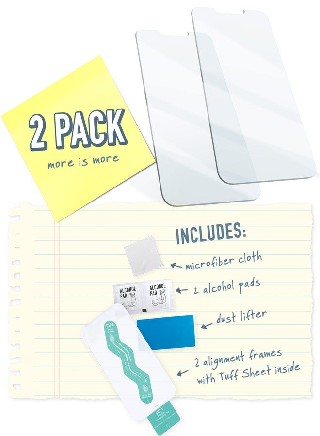 Smartish® 2-Pack Tempered Glass Screen Protector for iPhone 14 Pro Max - Tuff Sheet - Easy Install Frame [Scratch Resistant] Case-Friendly - Dynamic Island Compatible - Clear 2-Pack - Image 3