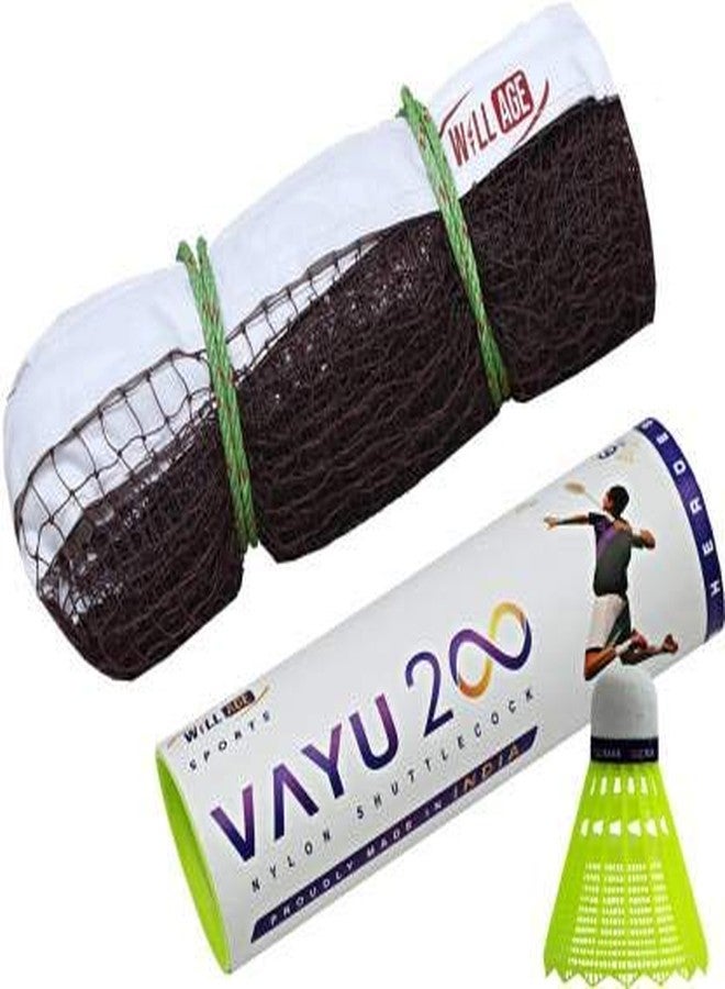 Willage Badminton net, Badminton net Nylon, Badminton net Plastic (Super Special Quality with Vayu Shuttlecock 6Pc) (Net with Green Shuttlecock) - Image 2