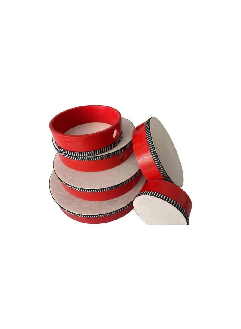 ميغاريا الدف برأس ميجاريا للكبار، الدف الخشبي للأطفال، الدف الفردي مع جينجلات من الحديد المقاوم للصدأ، أداة قرع تعليمية لحفلة الكنيسة المدرسية (8 بوصة) - Image 2