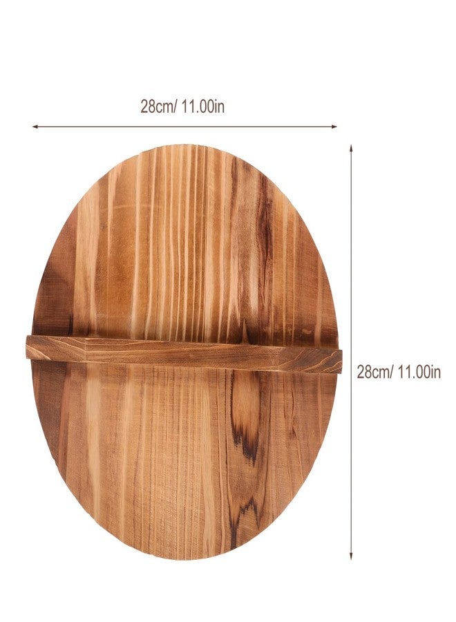 Hemoton 11.02 Inch Wooden Pot Lid Anti-Scalding Kitchen Cover with Handle Wood Lid for Wok and Hot Pot Cooking Protection - Image 3