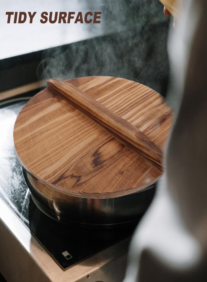 Hemoton 11.02 Inch Wooden Pot Lid Anti-Scalding Kitchen Cover with Handle Wood Lid for Wok and Hot Pot Cooking Protection - Image 5