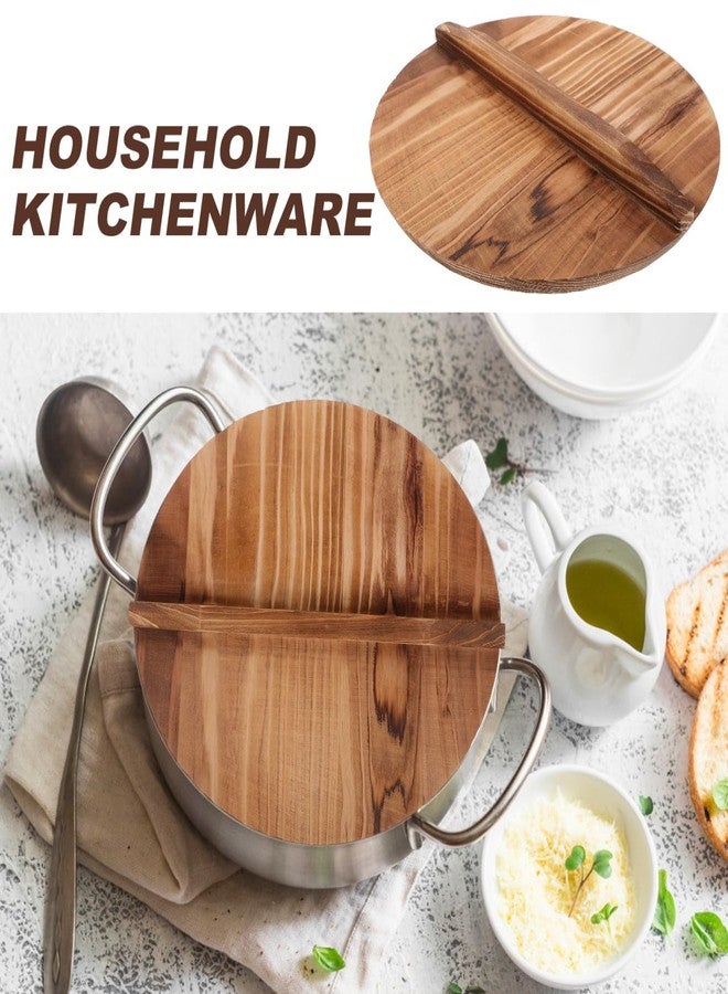 Hemoton 11.02 Inch Wooden Pot Lid Anti-Scalding Kitchen Cover with Handle Wood Lid for Wok and Hot Pot Cooking Protection - Image 2