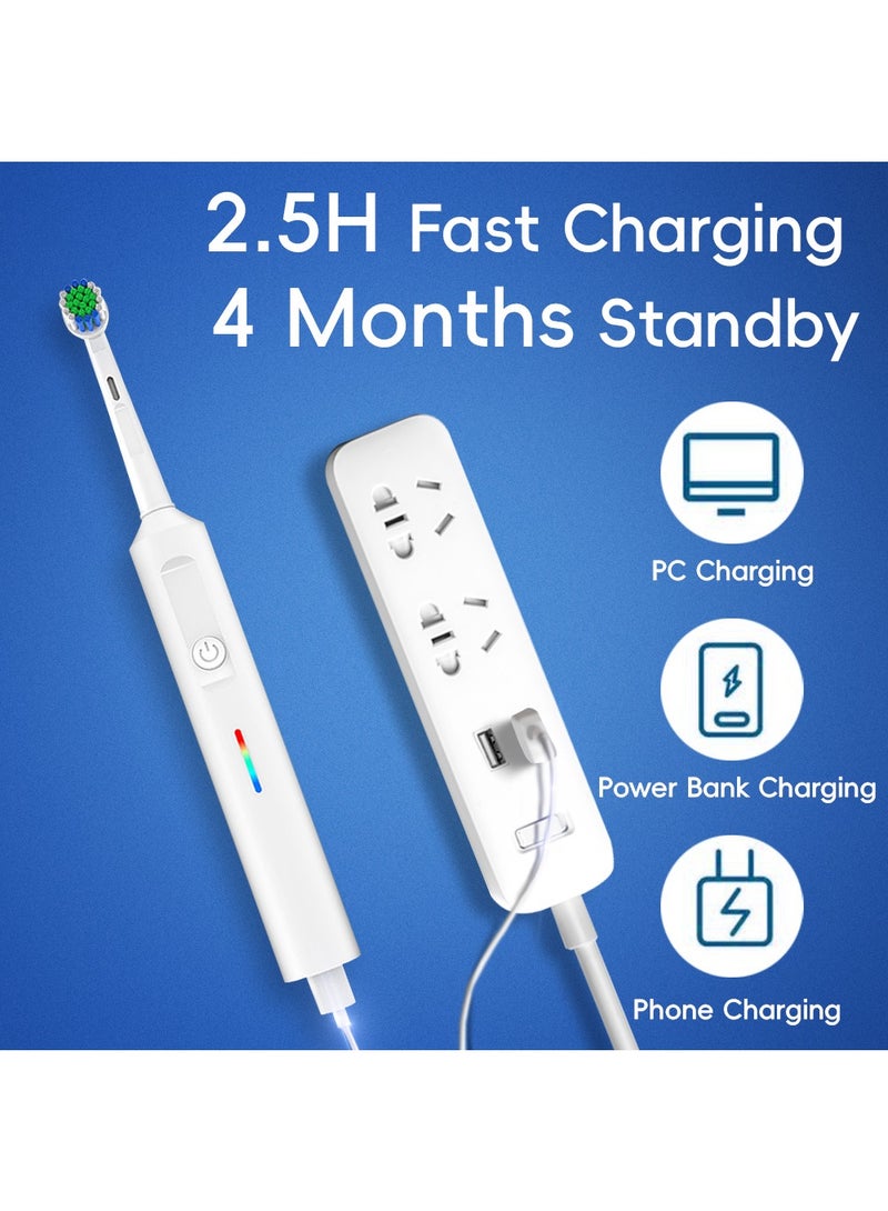 Rotating Electric Toothbrush, 3 Modes USB Fast Rechargeable Rotary Electric Toothbrush with Timer, Travel Case and 2 Brush Heads - Image 5