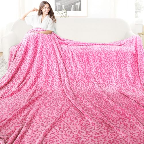 SEEGU Queen Blanket for Bed Pink Fleece Blankets Full Size Extra Large Warm Soft Fuzzy Plush Bedding Pink Gifts for Women Couples Oversized Bedroom Living Room Decor All Seasons 90 x 90 - Image 1
