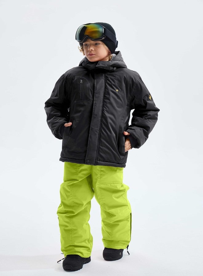 GEMYSE Boy's Waterproof Ski Snow Jacket Fleece Windproof Winter Jacket with Hood, Black, 6-7 - Image 5