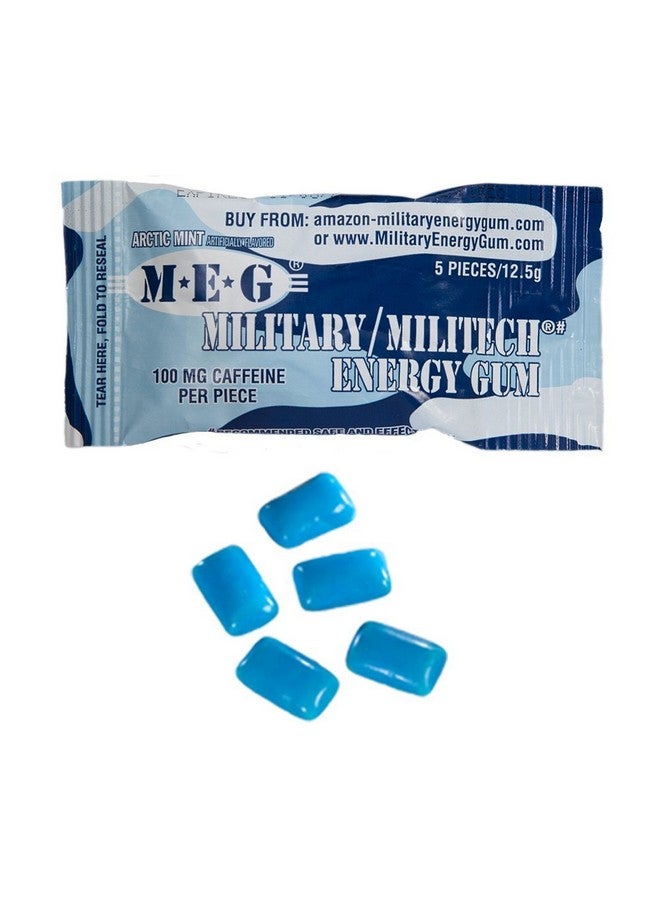 MEG - Military Energy Gum | 100mg of Caffeine Per Piece + Increase Energy + Boost Physical Performance + Multi Flavors of Arctic Mint , Spearmint, & Cinnamon + 8 Packs (40 Count) - Image 2