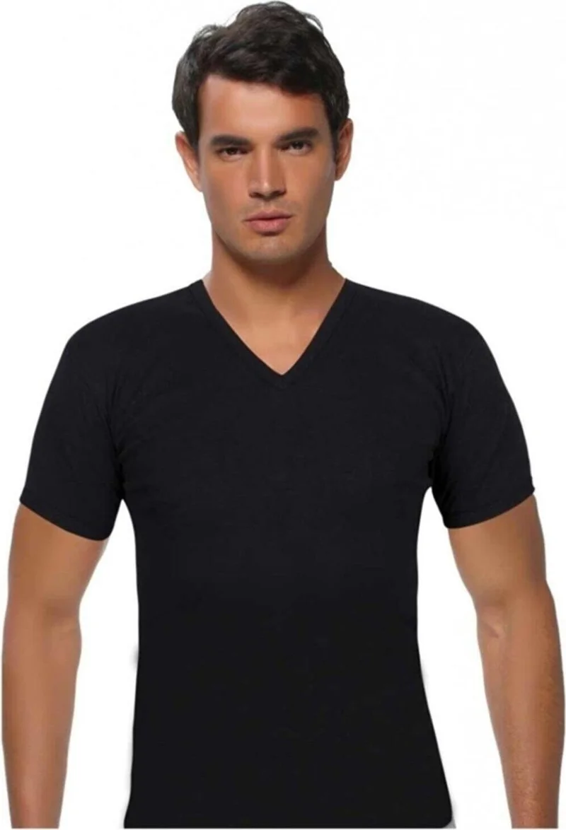 Gümüş Silver Men's V-Neck Sleeve Undershirt 4051 - 6 Pieces