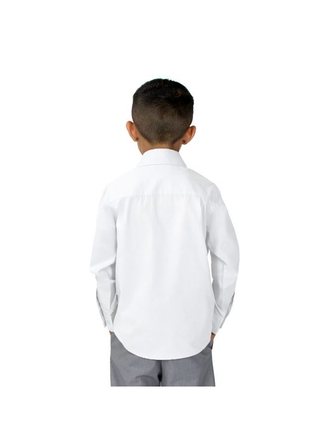 Spring Notion Boys' Long Sleeve Dress Shirt for Boys Kids Toddlers, White, 10 - Image 3