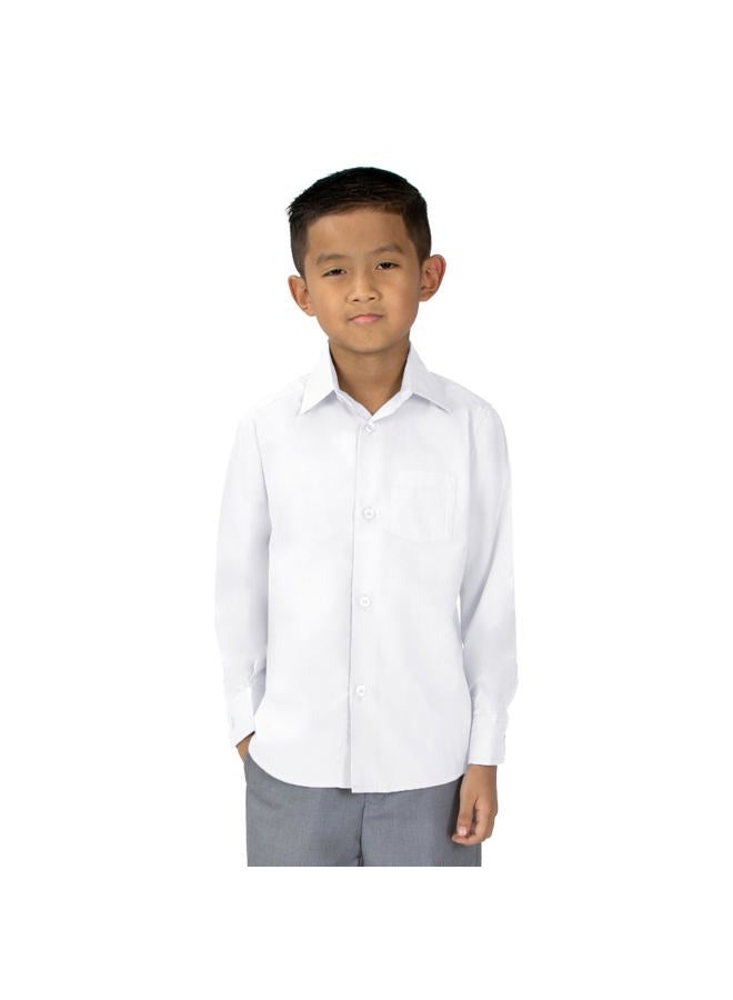 Spring Notion Boys' Long Sleeve Dress Shirt for Boys Kids Toddlers, White, 10 - Image 2