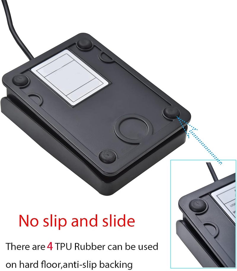 Excefore USB Foot Pedal Switch, Video Game PC Hands Free Footswitch One Key Control Program Computer Mouse Keyboard HID with 2m Cable, for Transcription, Push to talk, Zoom, Streaming, Gaming(Black) - Image 2