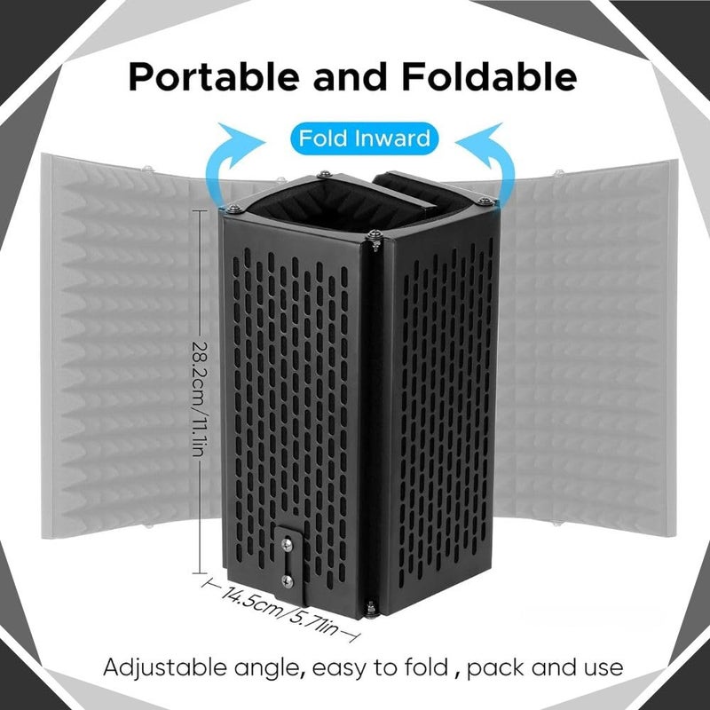 Mocking Bird Microphone Isolation Shield with Pop Filter & Acoustic Foam – Portable Vocal Booth for Condenser Mic, Studio Recording, Singing, Podcasting & Reflection Filter (5 Panel) - Image 2