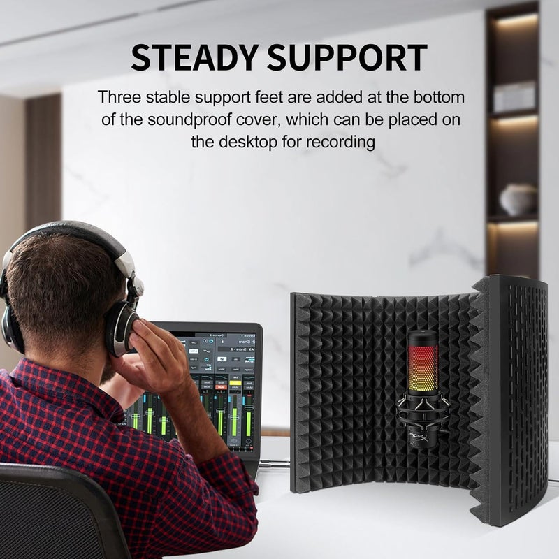 Mocking Bird Microphone Isolation Shield with Pop Filter & Acoustic Foam – Portable Vocal Booth for Condenser Mic, Studio Recording, Singing, Podcasting & Reflection Filter (5 Panel) - Image 4